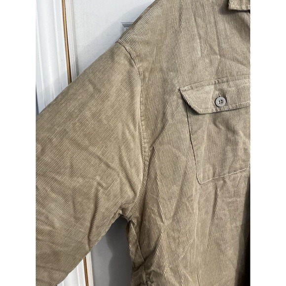 Mens Jacket Coat Tan Corduroy Fleece Lined 2XL Trucker Chore Button Up‎ Pockets - Picture 7 of 13